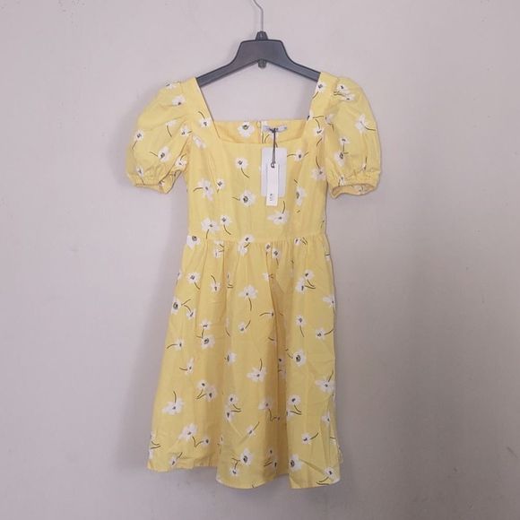 100% Cotton Square Neck Straight Balloon Sleeve Poplin Dress XS By LCW Vision - Picture 6 of 6